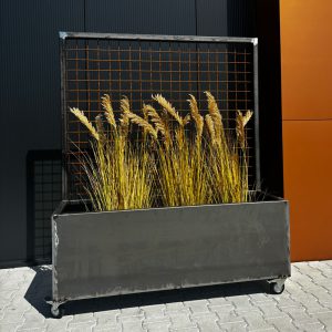 Corten plantenbak met klimrek 150x50